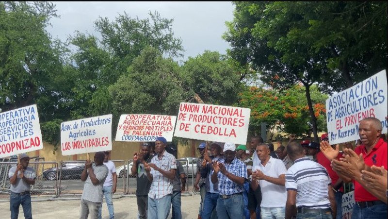 Productores de cebolla protestan frente al Palacio Nacional por deuda de RD$205 millones