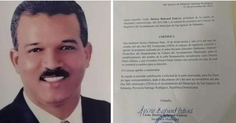 Regidores quitan nombre a calle ex senador Santiago Rodríguez