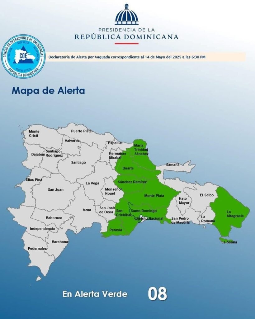 El Coe coloca 08 provincias en alerta verde