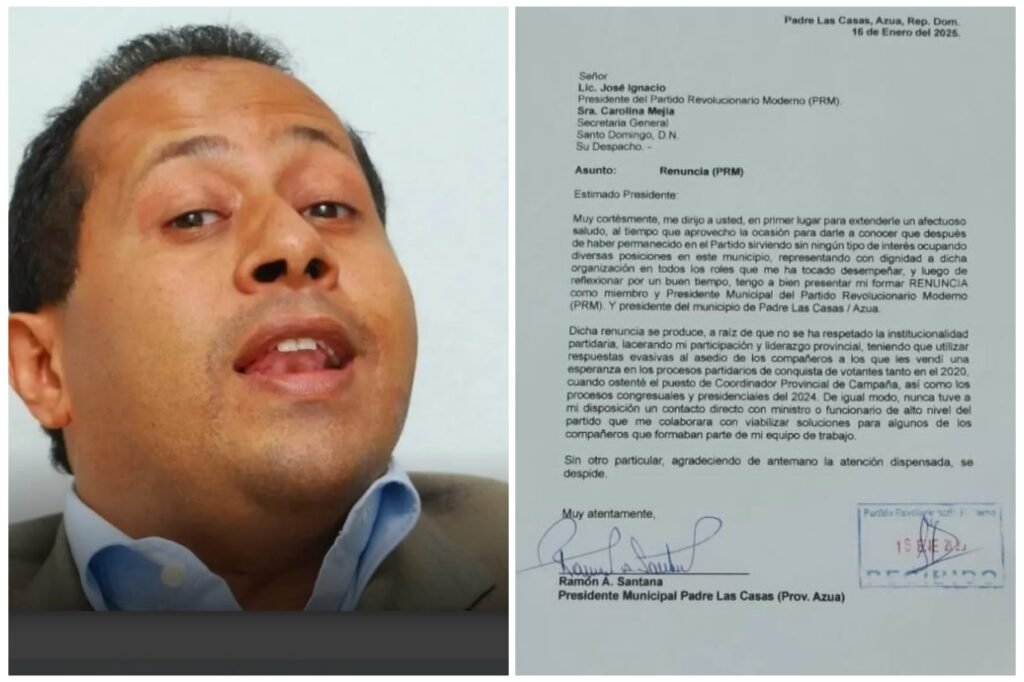 Ramón Santana Ex diputado de la República renuncia del PRM por falta de respeto institucional