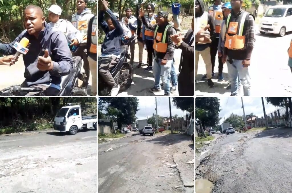 Motoconchistas del Batey Bienvenido exigen reparación de calle en mal estado