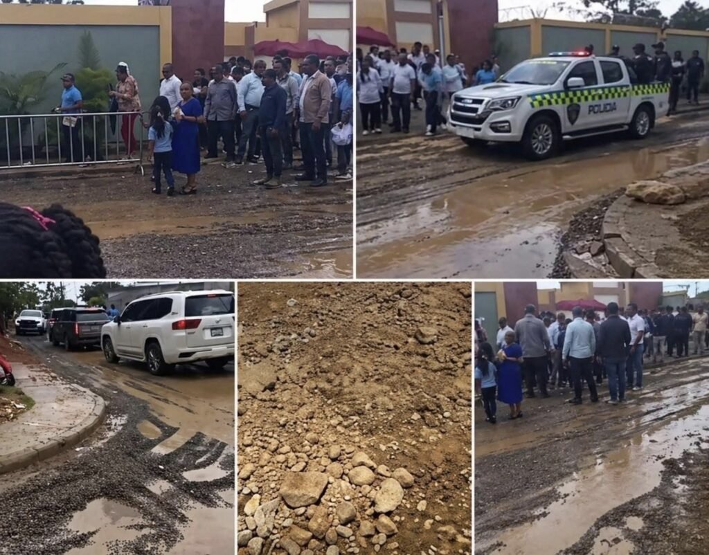 Charcos de lodo marcan acceso a liceo recién inaugurado en Río San Juan