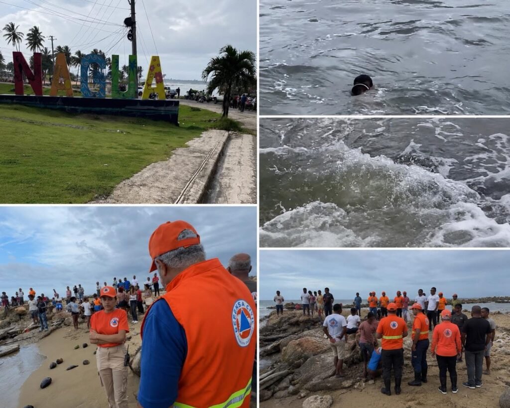 Buzos y organismos de socorro realizan búsqueda de joven presuntamente desaparecida en Playa Acapulco de Nagua