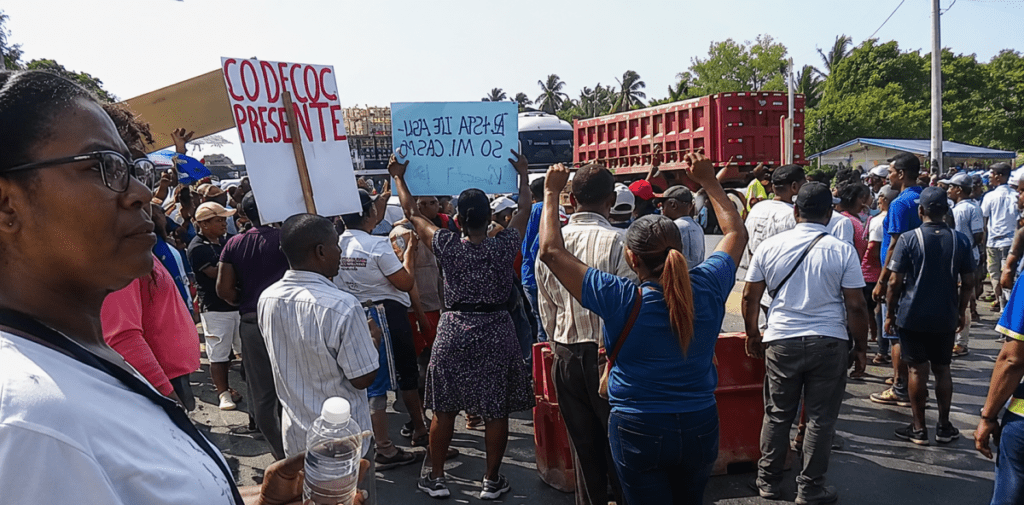 En la Caleta | Ciudadanos se tiran a la calle y detienen tránsito en Las Américas; piden «cero desalojo»